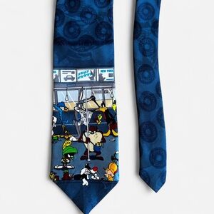 Vintage Looney Tunes Mania Collab Blue Tie Men’s One Size 90s Y2K Eclectic EUC